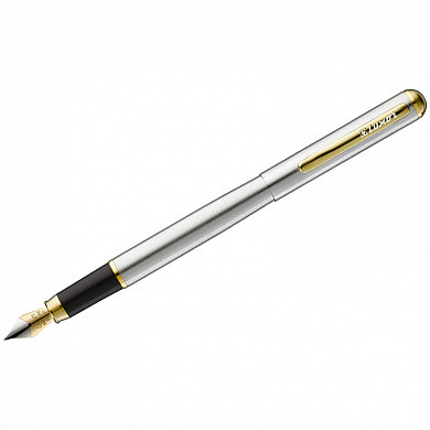 Ручка перьевая Luxor "Marvel" синяя, 0,8мм, корпус хром/золото (арт. 246566)