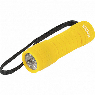 Фонарь светодиодный, жёлтый корпус с мягким покрытием, 9 LED, 3хААА Denzel (арт. 92613) купить в интернет-магазине ТОО Снабжающая компания от 1 911 T, а также и другие Осветительное оборудование на сайте dulat.kz оптом и в розницу