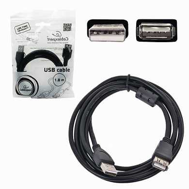 Кабель-удлинитель USB 2.0, 1,8 м, CABLEXPERT, M-F, 1 фильтр, для подключения периферии, CCF-USB2-AMAF-6 (арт. 512102) купить в интернет-магазине ТОО Снабжающая компания от 2 009 T, а также и другие USB шнуры, концентраторы на сайте dulat.kz оптом и в розницу