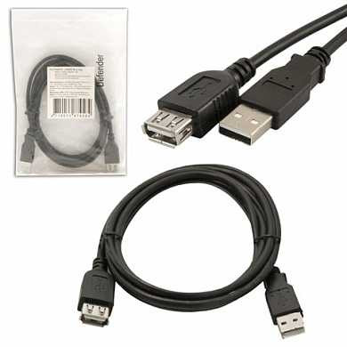 Кабель-удлинитель USB 2.0, 1,8 м, DEFENDER, M-F, для подключения периферии, 87456 (арт. 511524)