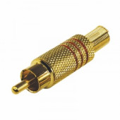 Разъем штекер RCA Металл под винт Черные/Красные GOLD REXANT цена за шт (100), 14-0411 (арт. 611191)