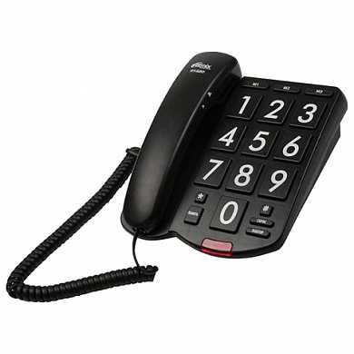 Телефон RITMIX RT-520 black, быстрый набор 3 номеров, световая индикация звонка, крупные кнопки, черный, 15118354 (арт. 262840)