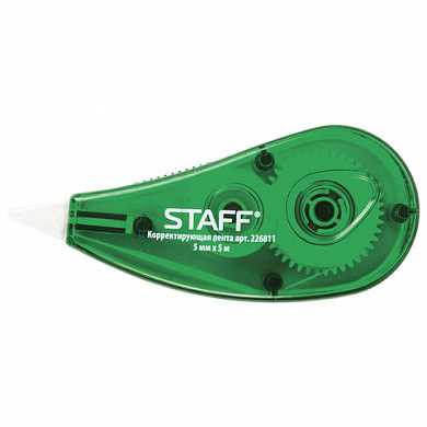 Корректирующая лента STAFF, 5 мм х 5 м, корпус зеленый, блистер (арт. 226811) купить в интернет-магазине ТОО Снабжающая компания от 441 T, а также и другие Ленты-корректоры на сайте dulat.kz оптом и в розницу