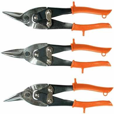 Ножницы по металлу, 250 мм, обрезиненные рукоятки, 3 шт (прямые, левые, правые) SPARTA (арт. 783205)