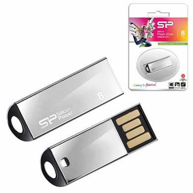 Флэш-диск 8 GB, SILICON POWER Touch 830, USB 2.0, серебристый, SP08GBUF2830V1S (арт. 511414)