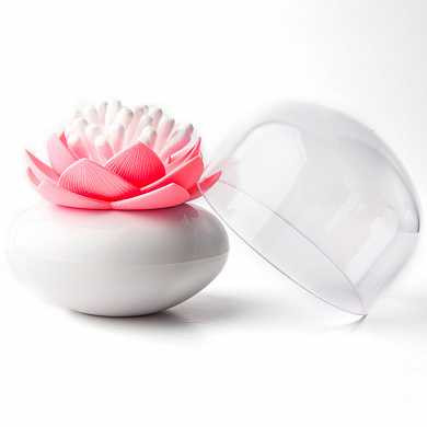 Контейнер для хранения ватных палочек Lotus белый-розовый (арт. QL10157-WH-PK)