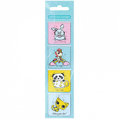 Закладки магнитные для книг 35*35мм, 4шт., ArtSpace "Cute animals" (арт. 270343) купить в интернет-магазине ТОО Снабжающая компания от 539 T, а также и другие Закладки для книг на сайте dulat.kz оптом и в розницу