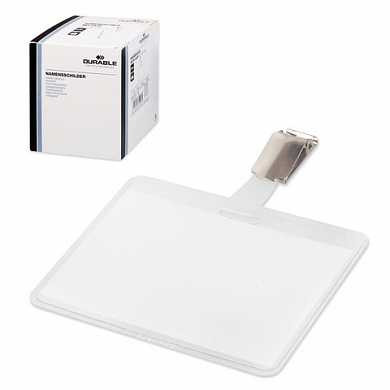 Бейджи DURABLE, комплект 25 шт., 60х90 мм, горизонтальные, c металлическим поворотным клипом, прозрачные, 8003-19 (арт. 236415) купить в интернет-магазине ТОО Снабжающая компания от 39 004 T, а также и другие Бейджи на сайте dulat.kz оптом и в розницу