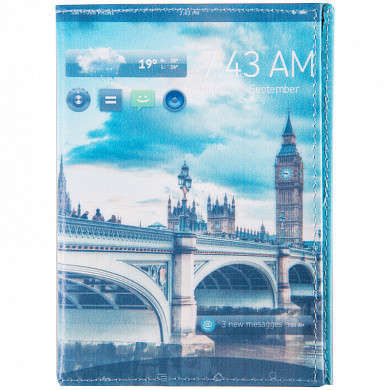 Обложка для паспорта OfficeSpace кожа тип 2 "Print: Big Ben" (арт. KPs_3307)