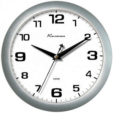 Часы настенные ход плавный, Камелия "Серебро", круглые, 29*29*3,5, серебристая рамка (арт. 4333)
