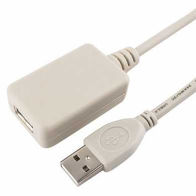 Кабель-удлинитель USB 2.0, 4,8 м, CABLEXPERT, AM-AF, для подключения периферии, активный, UAE016 (арт. 512707)