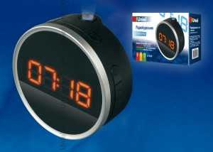 Часы многофункциональные Uniel UTP-49YKx, проектор, будильник, радиоприемник, черный корпус, 08171 (арт. 619590)