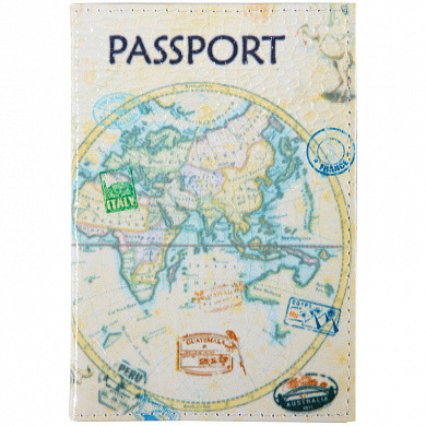 Обложка для паспорта OfficeSpace кожа тип 2 "Print: Карта" (арт. KPs_3308)