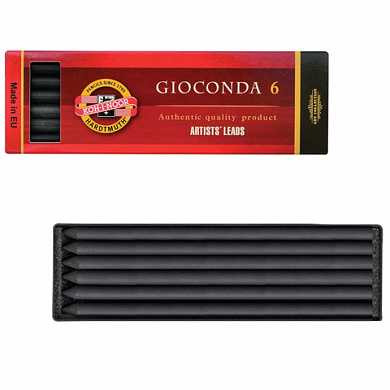 Уголь искусственный для рисования KOH-I-NOOR, набор 6 шт., "Gioconda", твердый, заточенный, пластиковая коробка, 8673003005PK (арт. 181059)