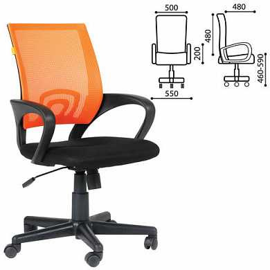 Кресло оператора CH 696 с подлокотниками, комбинированное черное/оранжевое, 7013172 (арт. 531309)
