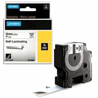 Картридж для принтеров этикеток DYMO Rhino, 24 мм х 5,5 м, лента виниловая, чёрный шрифт, белая, 1734821 (арт. 362185)