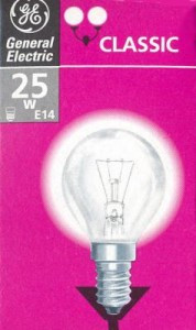 GE D1 (H) E14 25W шар прозрачная 19781 (19775) (арт. 14542)