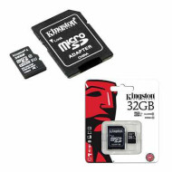 Карта памяти micro SDHC, 32 GB, KINGSTON, UHS-I U1, 45 Мб/сек. (class 10), с адаптером, SDC10G2/32GB (арт. 511910)