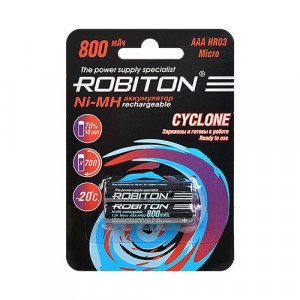 Ак-р Robiton Cyclone One RTU R03 800mAh 800MH предзараж BL2, 15585 (арт. 677077)