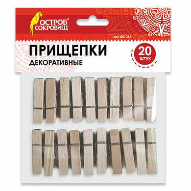 Прищепки декоративные, КЛАССИКА, 20 штук, 3,5 см, дерево, ОСТРОВ СОКРОВИЩ, 661288 (арт. 661288) купить в интернет-магазине ТОО Снабжающая компания от 980 T, а также и другие Бусины, наклейки, стразы для творчества на сайте dulat.kz оптом и в розницу