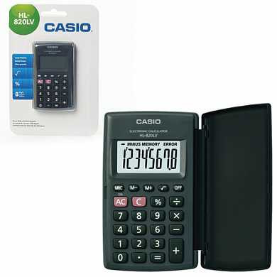 Калькулятор CASIO карманный HL-820LV-BK-S, 8 разрядов, питание от батарейки,104х63х7,4 мм, блистер, черный, HL-820LV-BK-S-G (арт. 250399)