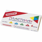 Пластилин классический ПИФАГОР, 6 цветов, 120 г, со стеком, картонная упаковка, 100970 (арт. 100970)