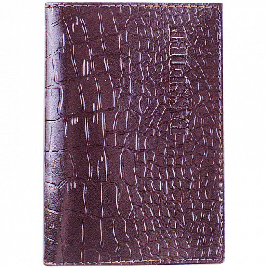 Обложка для паспорта OfficeSpace кожа тип 2, темно-коричневый, крокодил (арт. KPs_1649 / 176876)