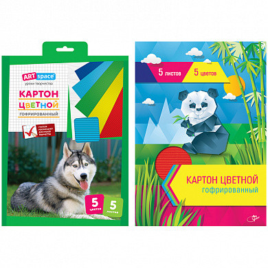 Картон цветной гофрированный A4, ArtSpace, 5л., 5цв., в папке с европодвесом (арт. Нкг5-5_1803) купить в интернет-магазине ТОО Снабжающая компания от 784 T, а также и другие Картон цветной в наборах на сайте dulat.kz оптом и в розницу