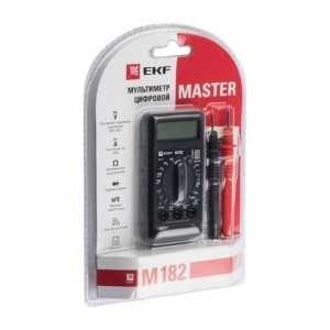 Мультиметр цифровой EKF Master M182, 500В, 0.2А, карманный, разрядность 3 1/2, CAT II 600V, 50x100х23мм, In-180701-bm182 (арт. 658873)