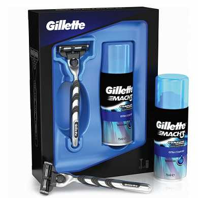 Промонабор: бритва GILLETTE "Mach3" с 1 сменной кассетой + гель для бритья 75 мл "Mach3 ExtraComfort", 81622809 (арт. 604383) купить в интернет-магазине ТОО Снабжающая компания от 9 996 T, а также и другие Подарочные наборы по уходу за телом на сайте dulat.kz оптом и в розницу