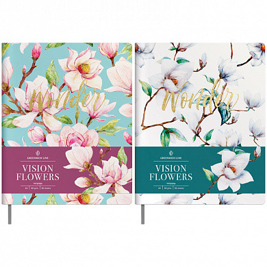 Тетрадь 80л. А5, клетка, ЛАЙТ, кожзам, Greenwich Line "Vision.Flowers", тон. блок, цв. срез (арт. N5c80-18733) купить в интернет-магазине ТОО Снабжающая компания от 3 332 T, а также и другие Тетради 60-96 листов на сайте dulat.kz оптом и в розницу