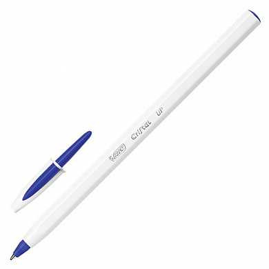 Ручка шариковая BIC "Cristal UP", корпус белый, узел 1,2 мм, линия 0,35 мм, синяя, 949879 (арт. 142916)