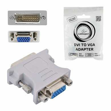Переходник DVI-VGA, CABLEXPERT, M-F, для передачи аналогового видео, A-DVI-VGA (арт. 511922)