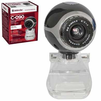Веб-камера DEFENDER C-090, 0,3 Мп, микрофон, USB 2.0, регулируемое крепление, черная, 63090 (арт. 353451)