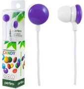 Наушники Perfeo CANDY, вакуумные, провод 1.2 м, фиолетовые, Jack 3.5, PF-CAN-PRP/PF-SWT (арт. 602023)