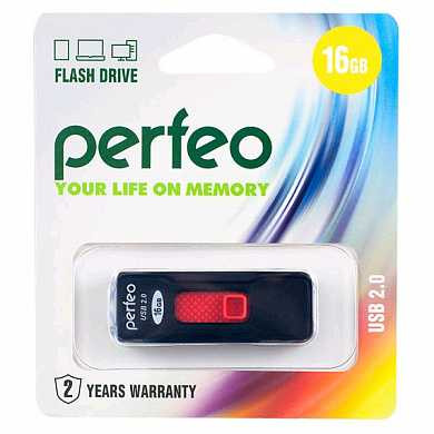 Флэш-диск Perfeo USB 16GB, Black S04 PF-S04B016 (арт. 601664)