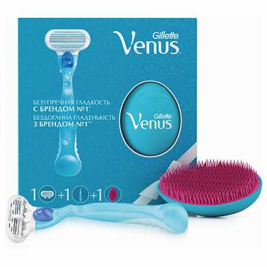Промонабор: бритва GILLETTE VENUS "Classic" с 1 сменной кассетой + расчёска, для женщин, 81657518 (арт. 604389) купить в интернет-магазине ТОО Снабжающая компания от 10 241 T, а также и другие Подарочные наборы по уходу за телом на сайте dulat.kz оптом и в розницу