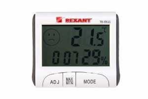 Термогигрометр комнатный с часами и функцией будильника REXANT, 70-0511