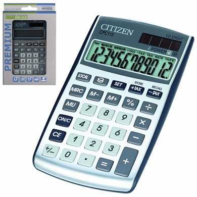 Калькулятор CITIZEN карманный CPC-112WB, 12 разрядов, двойное питание, 120х72 мм (арт. 250355) купить в интернет-магазине ТОО Снабжающая компания от 8 673 T, а также и другие Калькуляторы карманные на сайте dulat.kz оптом и в розницу