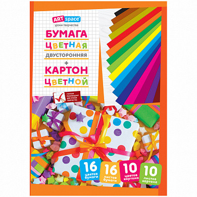 Набор цв.картона 10л. и двусторон. цв. бумаги 16л., A4, ArtSpace, на склейке (арт. Нкб10-16_4455 / 209668) купить в интернет-магазине ТОО Снабжающая компания от 784 T, а также и другие Картон цветной в наборах на сайте dulat.kz оптом и в розницу