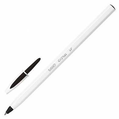 Ручка шариковая BIC "Cristal UP", корпус белый, узел 1,2 мм, линия 0,35 мм, черная, 949880 (арт. 142917)