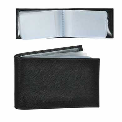 Визитница карманная BEFLER "Грейд" на 40 визитных карт, натуральная кожа, тиснение, черная, K.5.-9 (арт. 235936)