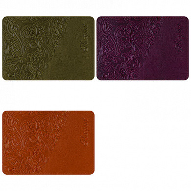 Обложка для паспорта OfficeSpace кожа тип 3, тиснение орнамент цветы, ассорти (арт. 231523)