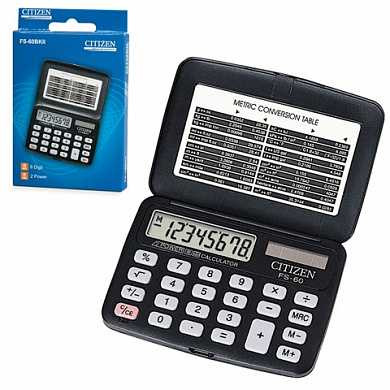 Калькулятор CITIZEN карманный FS-60BKII, 8 разрядов, двойное питание, 97х69 мм (арт. 250350)