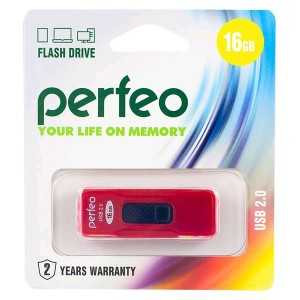 Флэш-диск Perfeo USB 16GB, Red S04 PF-S04R016 (арт. 601665)