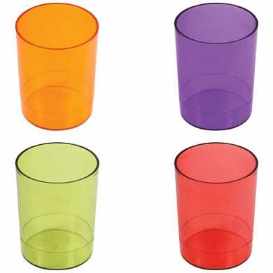 Подставка-органайзер СТАММ (стакан для ручек), 4 цвета ассорти, тонированный (красный, зеленый, оранжевый, фиолетовый), СН60 (арт. 235532)