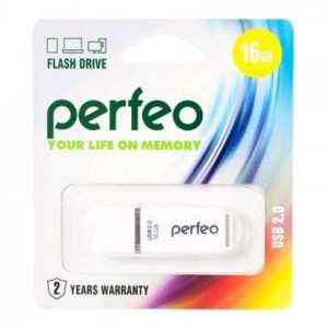Флэш-диск Perfeo USB 16GB, White C01 PF-C01W016 (арт. 601652)