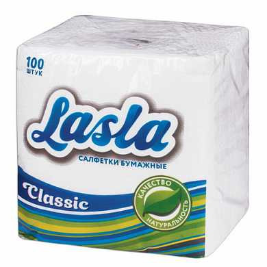 Салфетки бумажные 100 шт., 23х24 см, LASLA "Classic", белые, 100% целлюлоза (арт. 128386) купить в интернет-магазине ТОО Снабжающая компания от 441 T, а также и другие Салфетки столовые бытовые на сайте dulat.kz оптом и в розницу
