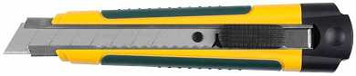 Нож с сегментированным лезвием, KRAFTOOL 09199, двухкомп корпус, автостоп, отсек для хранения запасных лезвий, 18мм (арт. 09199)