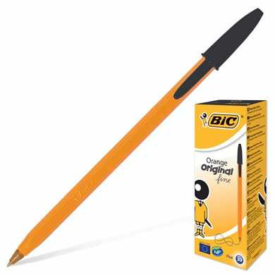 Ручка шариковая BIC "Orange", корпус оранжевый, узел 0,8 мм, линия письма 0,3 мм, черная, 8099231 (арт. 140058)